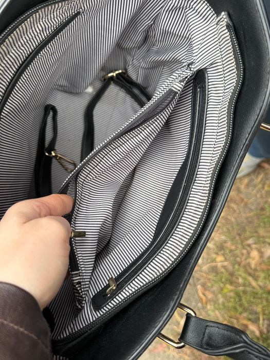 torebka Burberry London – elegancka, szaro-czarna, z paskiem