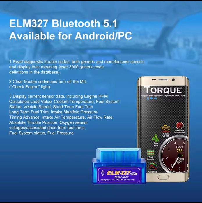 ELM327 OBD Bluetooth V2.1 (NOVO/LACRADO)