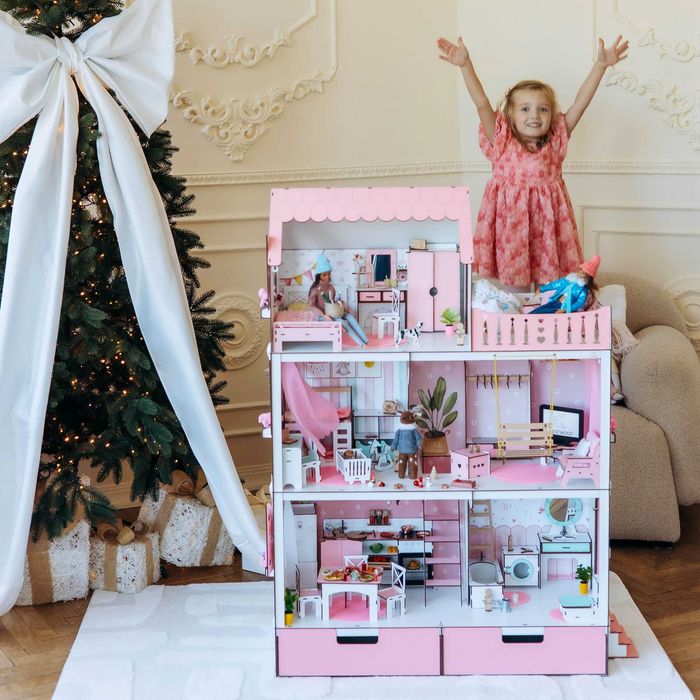 Ляльковий будинок ЛЮКС Барбі + меблі ВІТАЛЬНЯ кукольный домик Барби