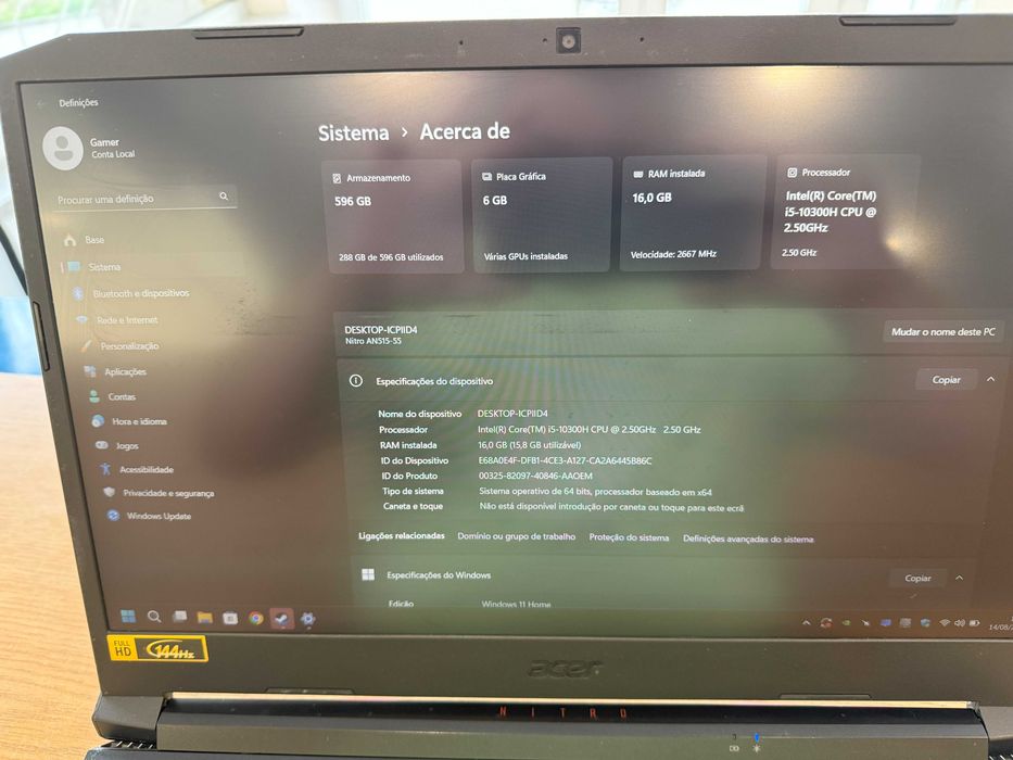 Acer Nitro 5 Gamer Core i5/16gb/512gb/RTX 3060