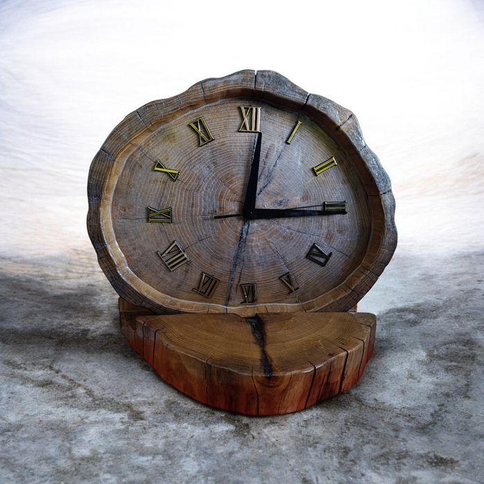 Zegar rustykalny drewniany akacja