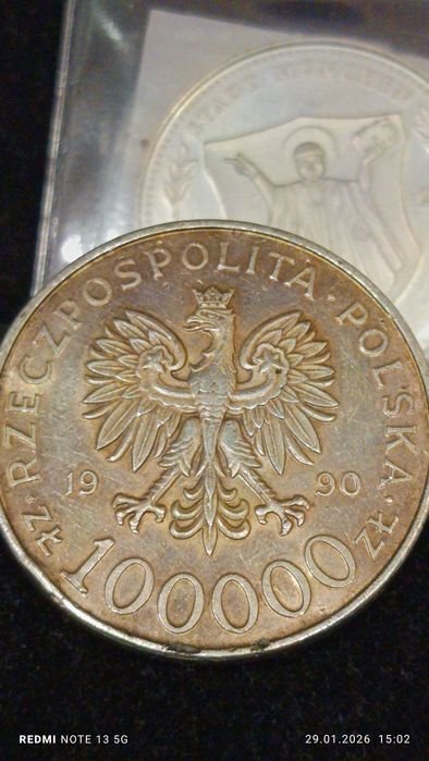 100000 Solidarność 1990 srebro