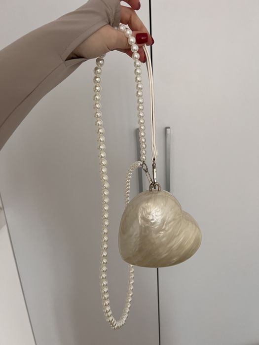 Жіноча сумка клатч перламутрова серце