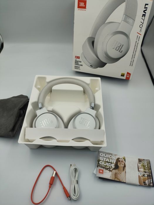 Słuchawki Bezprzewodowe JBL Live 770NC Białe ANC True Adaptive 65h 5.3