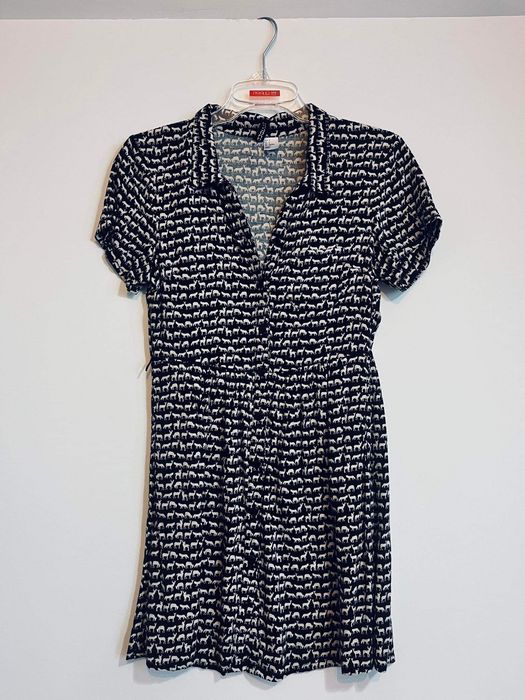 Sukienka w konie H&M czarna krotka koszulowa 34