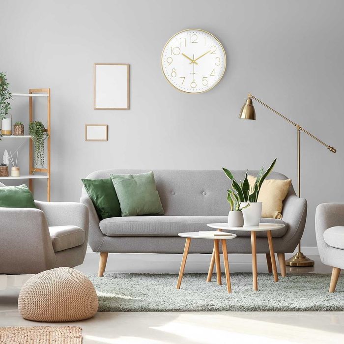 Zegar ścienny Lafocuse 30 cm, cichy, złoty, do salonu, kuchni