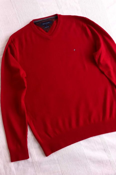 Tommy Hilfiger męski sweter wełniany z wełny oryginalny L