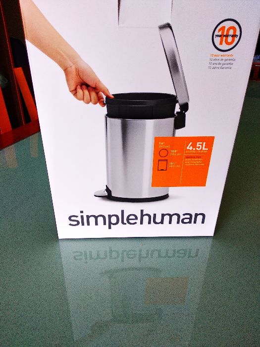 Balde lixo inox cromado NOVO da SIMPLEHUMAN 4,5lt