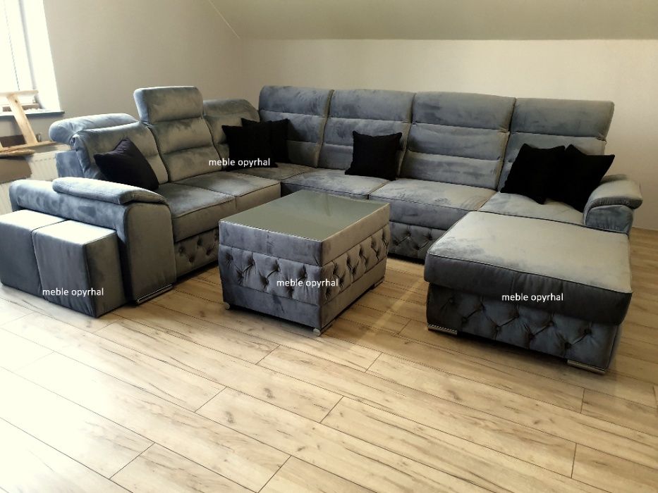 PRODUCENT!! NOWOŚĆ!! Piękny naroznik tkanina zmywalna 2xpufa NR 68