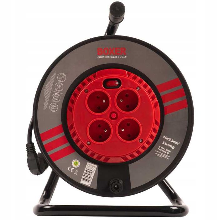 PRZEDŁUŻACZ BĘBNOWY Zwijak 25m 3x2,5 4 Gniazda 230V - WYPRZEDAŻ