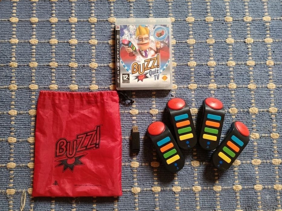 Lote PS3 Fat YLOD + Comando + Kit Buzz + 12 Jogos