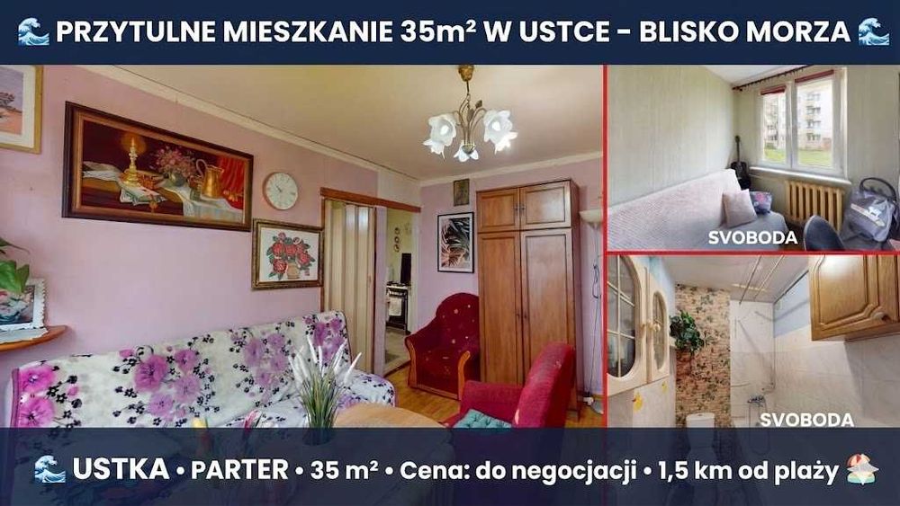 Ustka Prywatnie ! | 2 pokoje | Parter | 35,2 m² | 1,5 km od morza 15min spacerkiem na promenadę  | 340 tys.  OKAZJA !