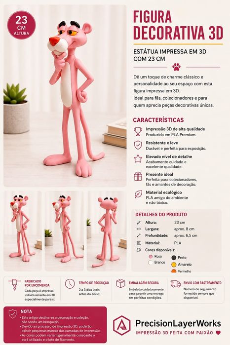 Pantera cor de rosa 23 cm