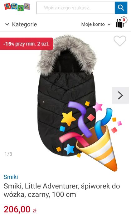 śpiworek do wózka czarny 100 cm Little Adventurer śpiwór nowy otulacz