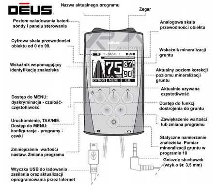 Wykrywacz metali XP Deus Lite RC 11" panel+cewka