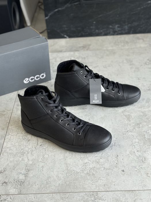чоловічі черевики Ecco soft 7 tred, розм 46 утеплені зимові осінні оригінал екко шкіра шкіряні нові чорні фірмові Мужские ботинки