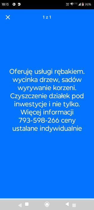 Wycinka drzew/czyszczenie działek/usługi rebakiem