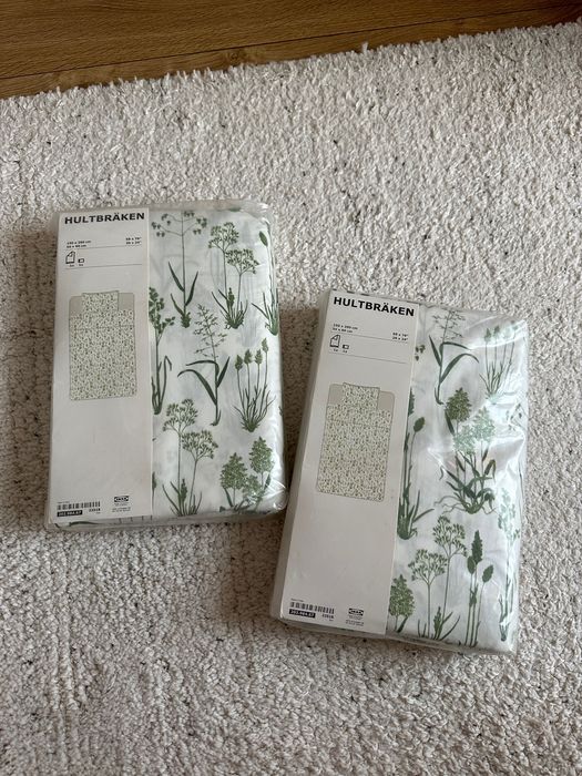 Pościel DWIE NOWA ikea HULBRAKEN w kwiatki zielona 150 x  200 50 x 60