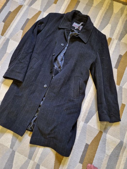 Płaszcz męski czarny długi kaszmir wełna 48 Giant