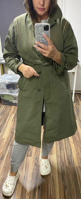 Zielony khaki trencz xs-s  vintage