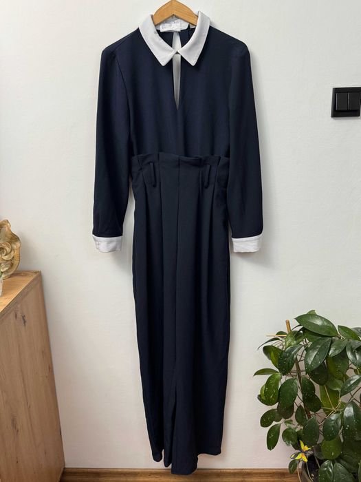 Kombinezon kontrastowy elegancki oversize kombinezonik Zara S 36