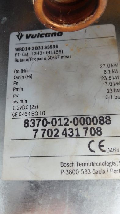 Esquentador Vulcano Click [como NOVO]