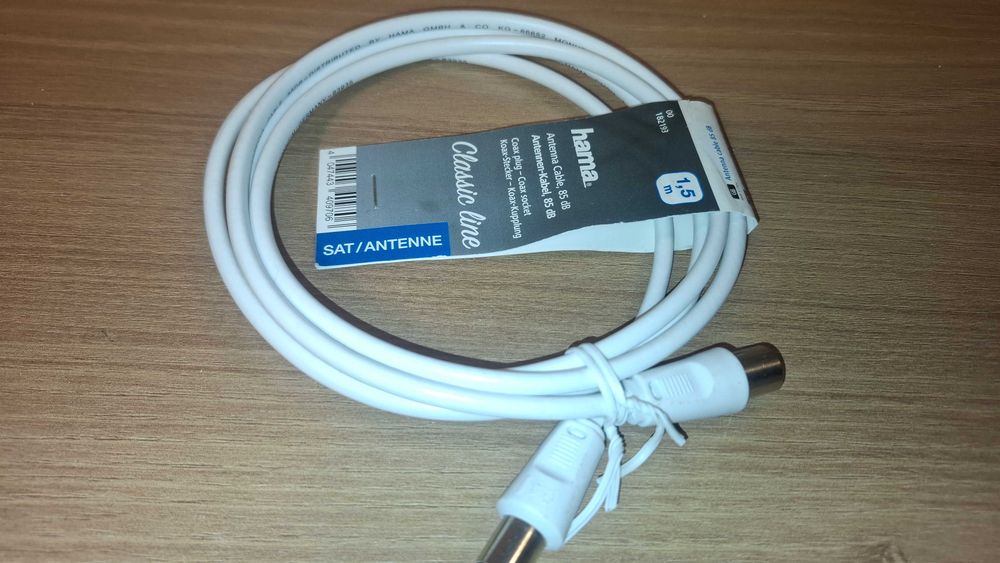 Kabel Antenowy - HAMA - Kabel Koncentryczny - DVB-T2 - 1,5 metra