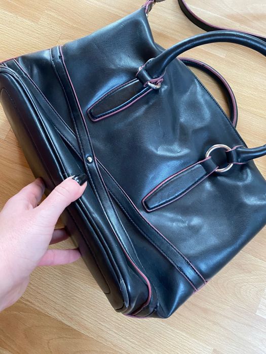 Torebka versace jeans czarna pasek vintage klasyczna logo