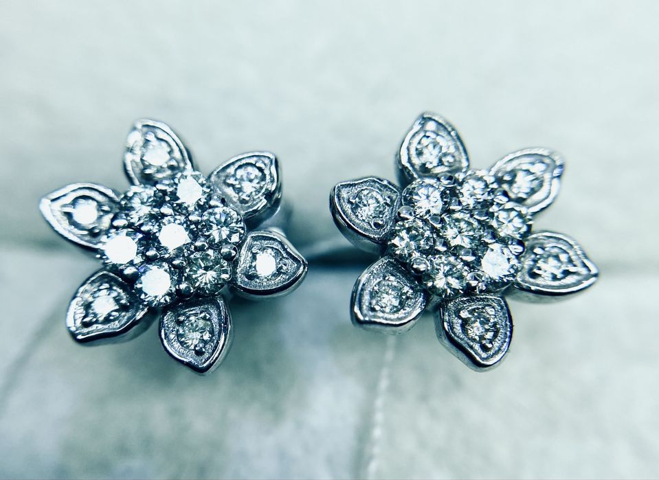 Новые золотые серьги с натуральными бриллиантами 2,98 г