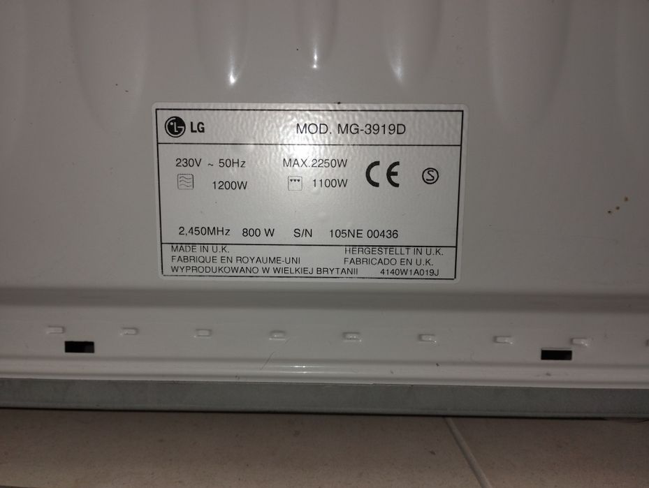 Microondas LG a funcionar