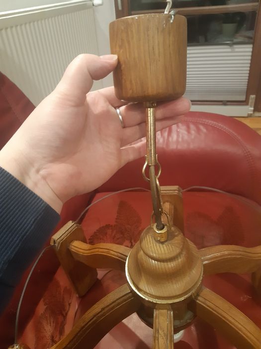 Lampa sufitowa drewno/ szkło