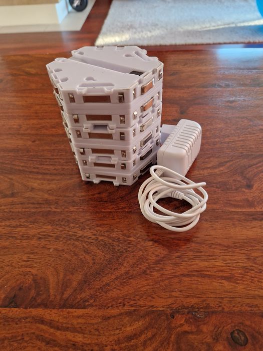 Lampki ścienne hexagon LED 6 sztuk białe zasilacz