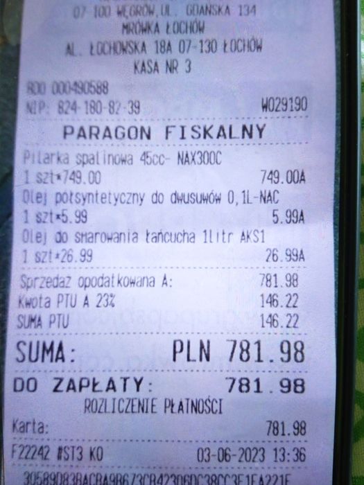 Pilarka spalinowa NAX 300 C jak nowa