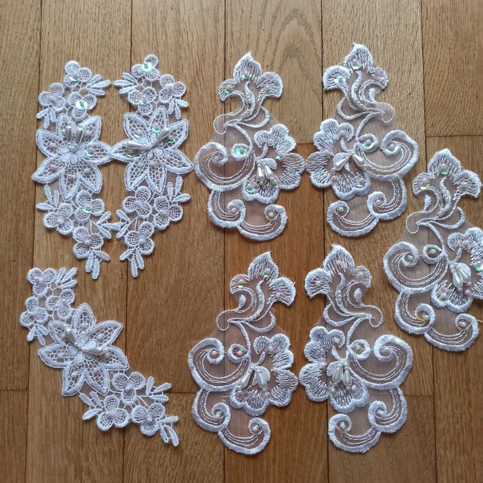 Gipióra koronka haft z cekinami dekoracje ślubne dziecięce