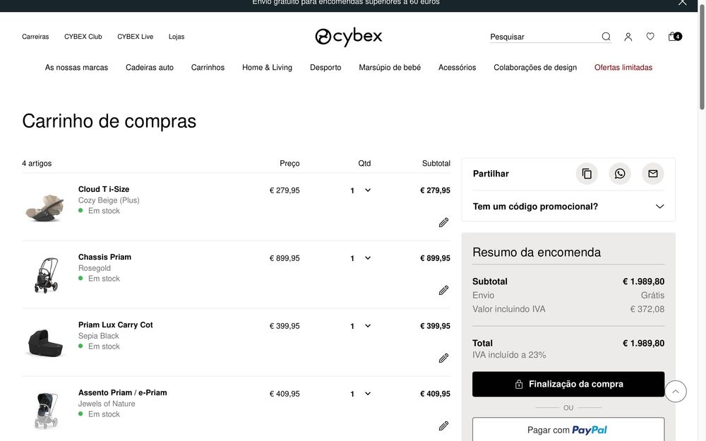 Carrinho Cybex Priam, Alcofa Cybex Priam, Ovo Cybex Cloud T i-size