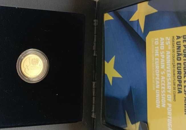 Euros XXV Aniversario Adesão Potugal e Espanha 0,25 eur  OURO