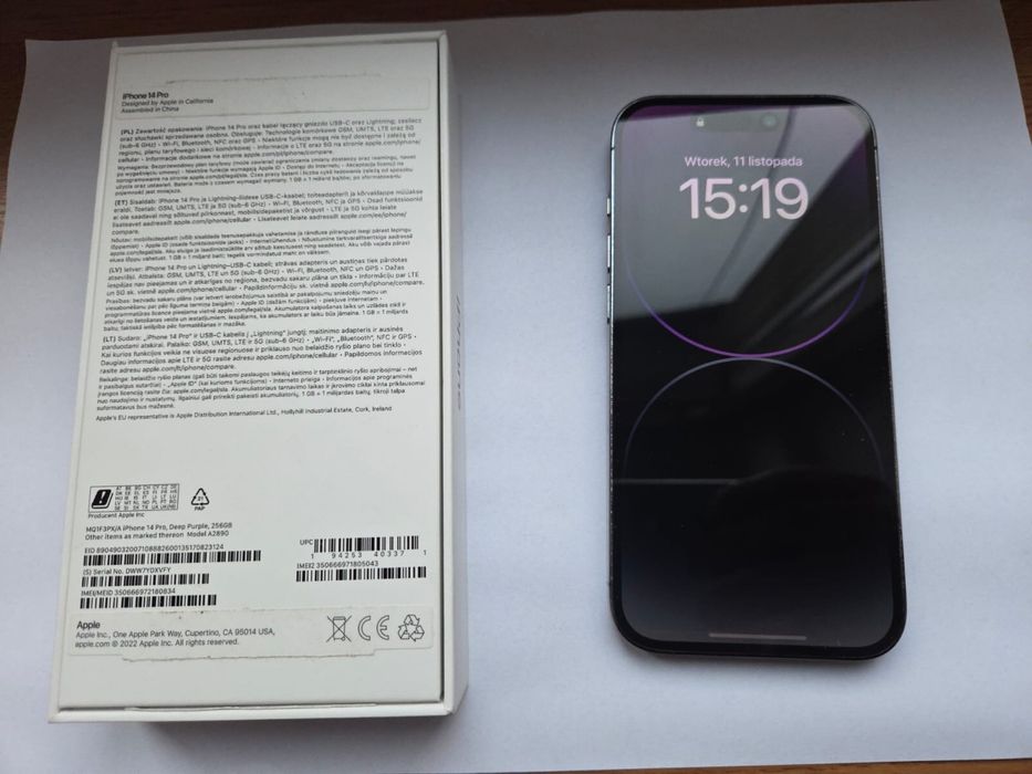 Iphone 14 pro 256gb purpule stan bardzo dobry