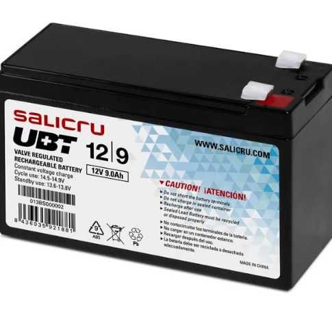 Salicru valve regulated rechargeable battery 12v 9.0Ah