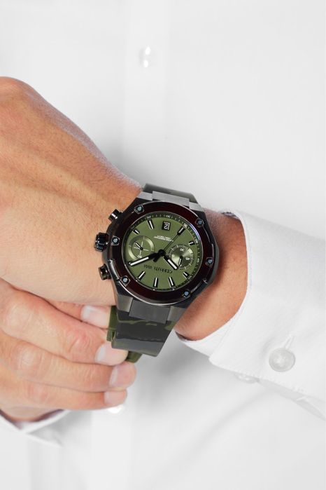 Cerruti 1881  Men Silicone Band Watch, 40mm Camo Green