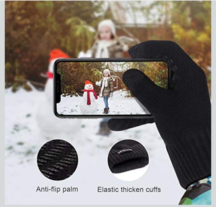 4UMOR Zimowe ciepłe dzianinowe rękawiczki ekran dotykowy