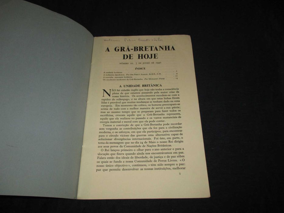 Livro A Grã-Bretanha de Hoje nº 10 - 1940