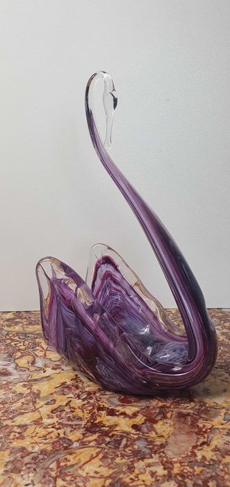 Szklany łabędź, ręcznie robiony "ALUM BAY" piękny, duży 19 cm