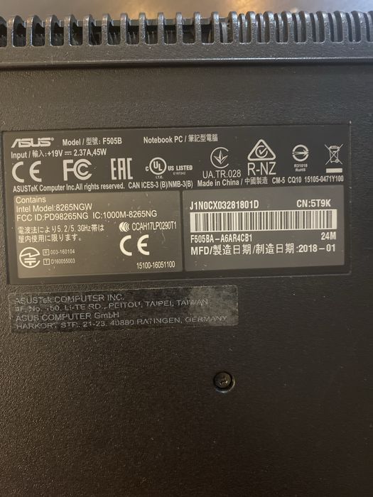 Computador portatil Asus F505B