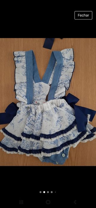 Vestido/fofo com alças azul menina 18m (COMO NOVO)