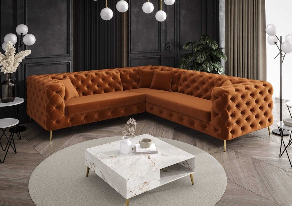 Narożnik Rogówka Chesterfield Pikowany Luksusowy Elegancki VeroLux