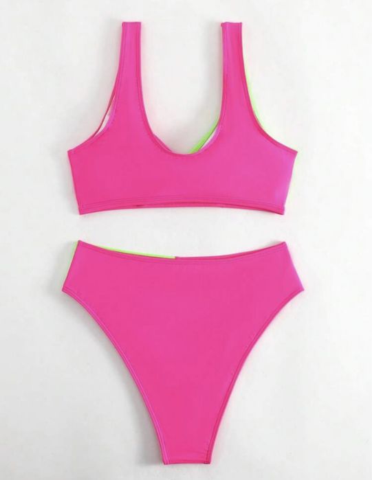 Bikini s wysoki stan nowe różowe strój kąpielowy