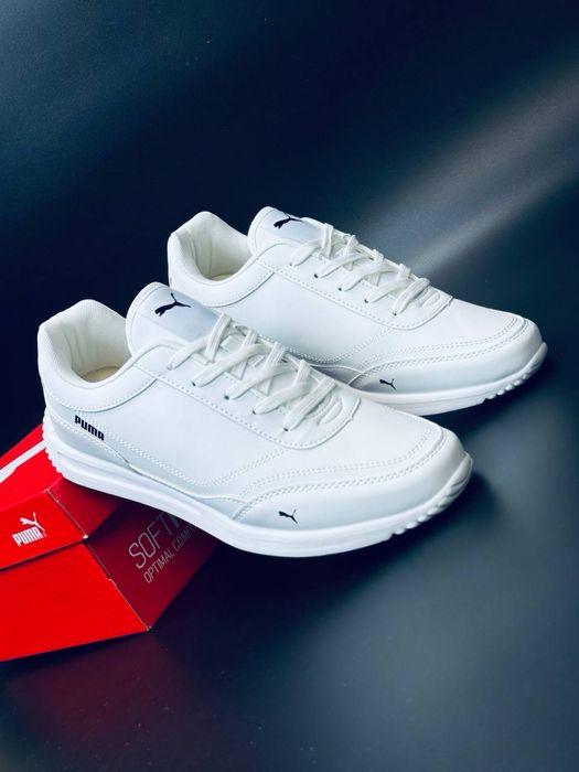 Класические белые кеды Puma/ кожаные белые кеды от Пума / не промокают