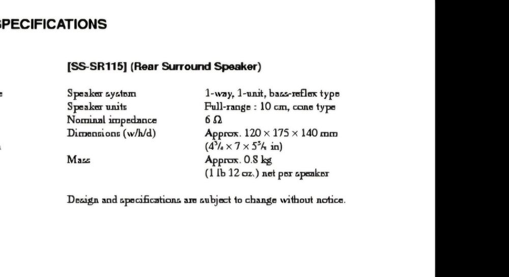 Głośniki Sony/SS-SR115