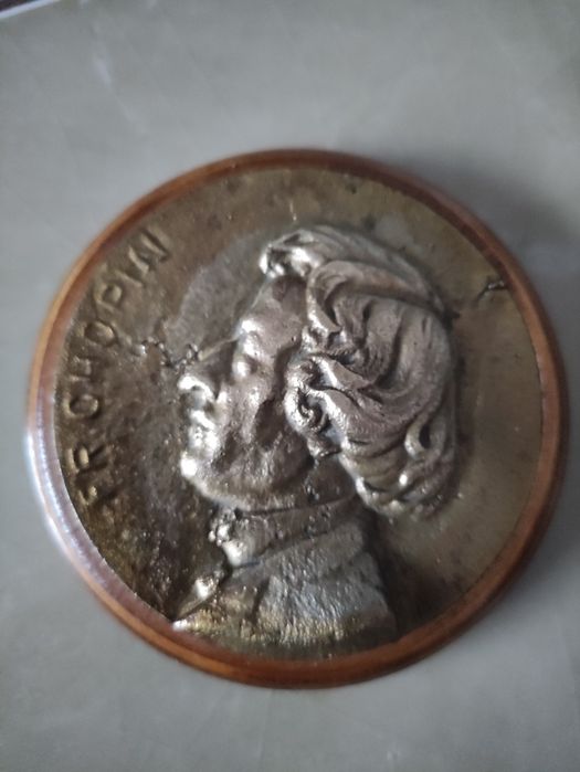 Stary medal, plakieta Fr. Chopina brąz/ mosiądz