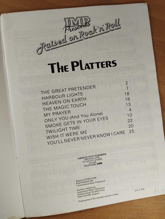 Partituras The Platters, Raised on Rock'n'Roll